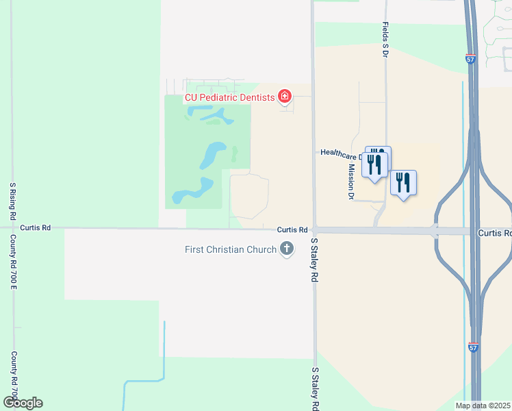 map of restaurants, bars, coffee shops, grocery stores, and more near 3217 Palmer Drive in Champaign