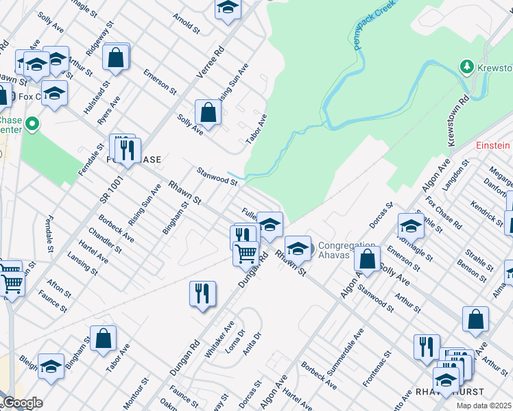 map of restaurants, bars, coffee shops, grocery stores, and more near 1228 Stanwood Street in Philadelphia