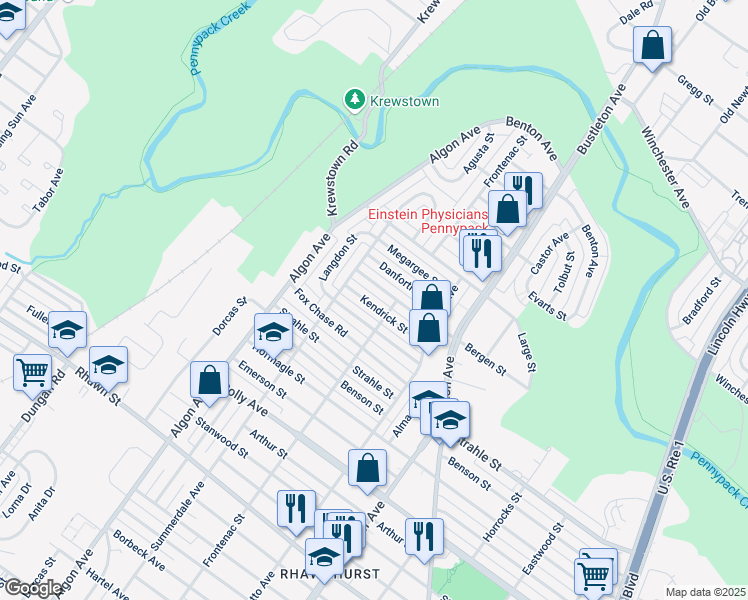map of restaurants, bars, coffee shops, grocery stores, and more near 1728 Bergen Street in Philadelphia