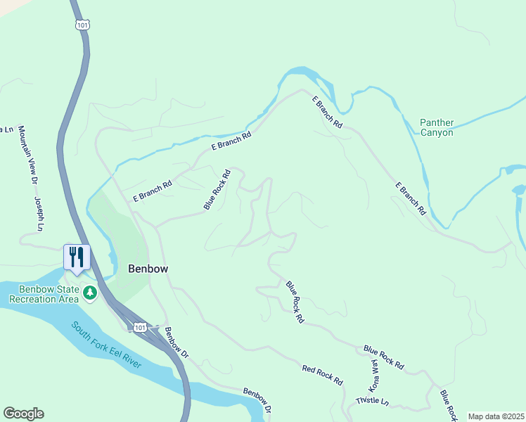 map of restaurants, bars, coffee shops, grocery stores, and more near 740 Blue Rock Road in Garberville