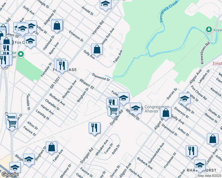 map of restaurants, bars, coffee shops, grocery stores, and more near 1209 Fuller Street in Philadelphia