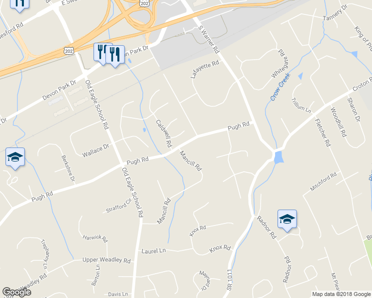 map of restaurants, bars, coffee shops, grocery stores, and more near 795 Mancill Road in Wayne