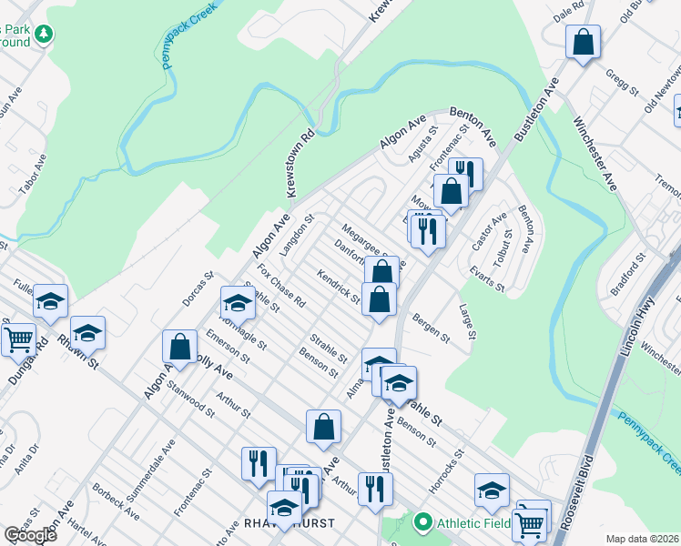 map of restaurants, bars, coffee shops, grocery stores, and more near 1728 Bergen Street in Philadelphia