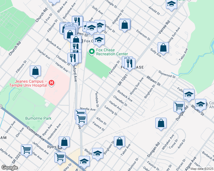 map of restaurants, bars, coffee shops, grocery stores, and more near 810 Borbeck Avenue in Philadelphia