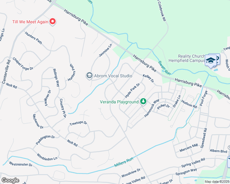 map of restaurants, bars, coffee shops, grocery stores, and more near 1110 Sweetbriar Way in Lancaster