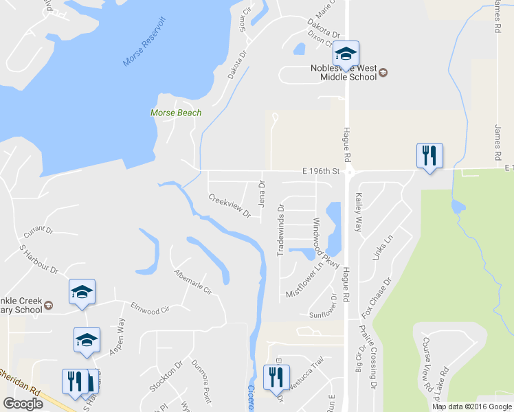 map of restaurants, bars, coffee shops, grocery stores, and more near 19485 Jena Drive in Noblesville