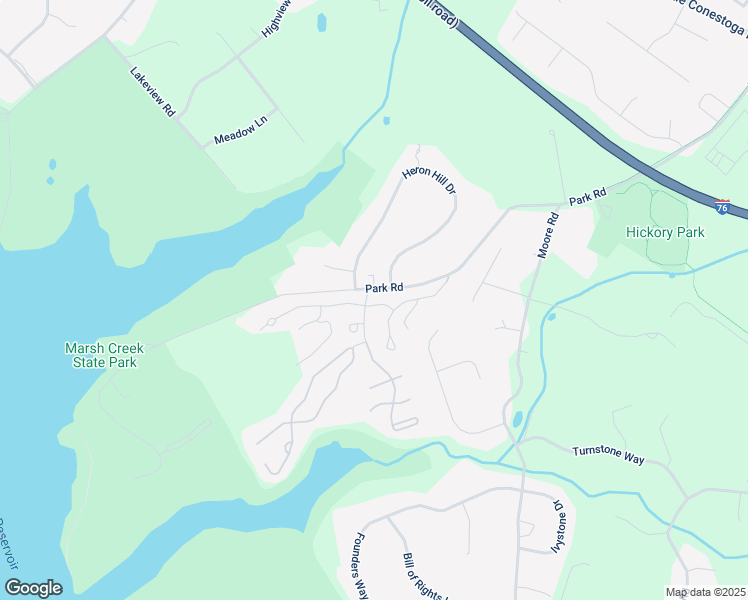 map of restaurants, bars, coffee shops, grocery stores, and more near 101 Lakeside Drive in Downingtown