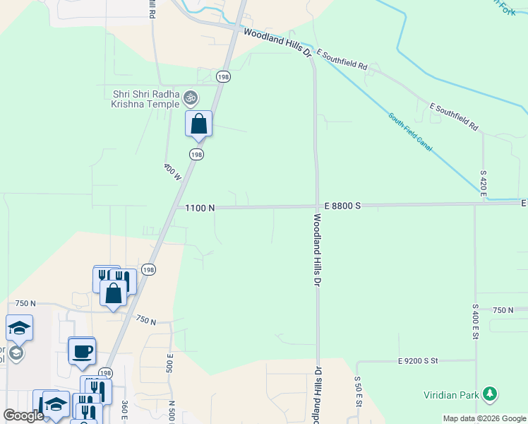 map of restaurants, bars, coffee shops, grocery stores, and more near 135 West 8800 South Street in Spanish Fork