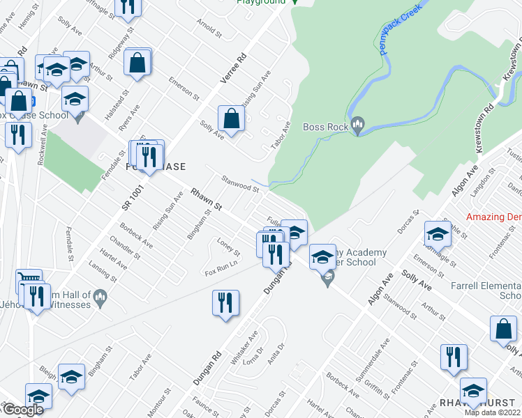 map of restaurants, bars, coffee shops, grocery stores, and more near 1210 Stanwood Street in Philadelphia