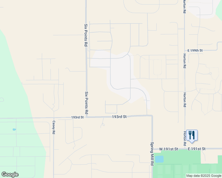 map of restaurants, bars, coffee shops, grocery stores, and more near 19618 Sumrall Place in Westfield