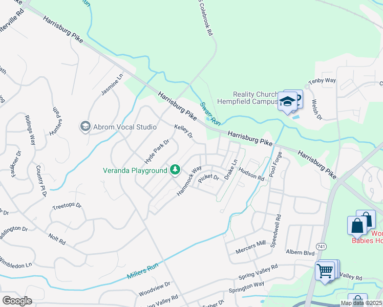 map of restaurants, bars, coffee shops, grocery stores, and more near 1420 Banner Drive in Lancaster