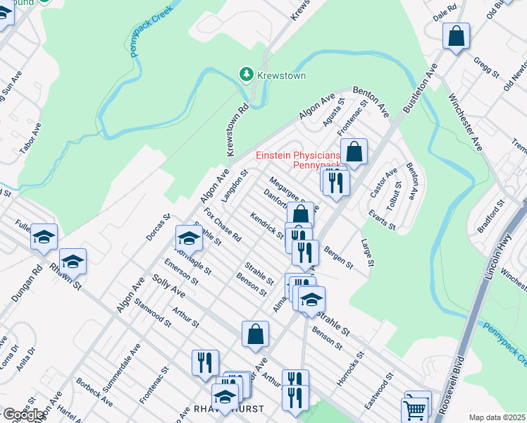 map of restaurants, bars, coffee shops, grocery stores, and more near 1728 Bergen Street in Philadelphia