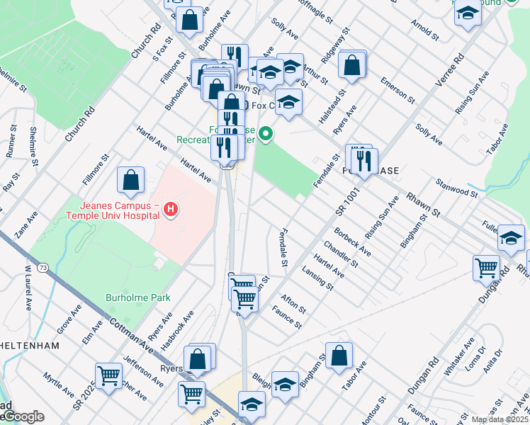 map of restaurants, bars, coffee shops, grocery stores, and more near 709 Hartel Avenue in Philadelphia