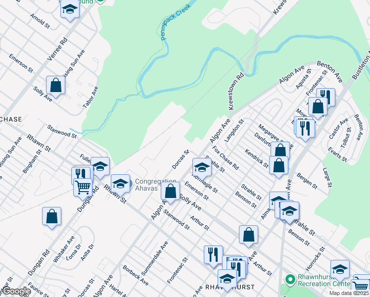 map of restaurants, bars, coffee shops, grocery stores, and more near 8324 Dorcas Street in Philadelphia