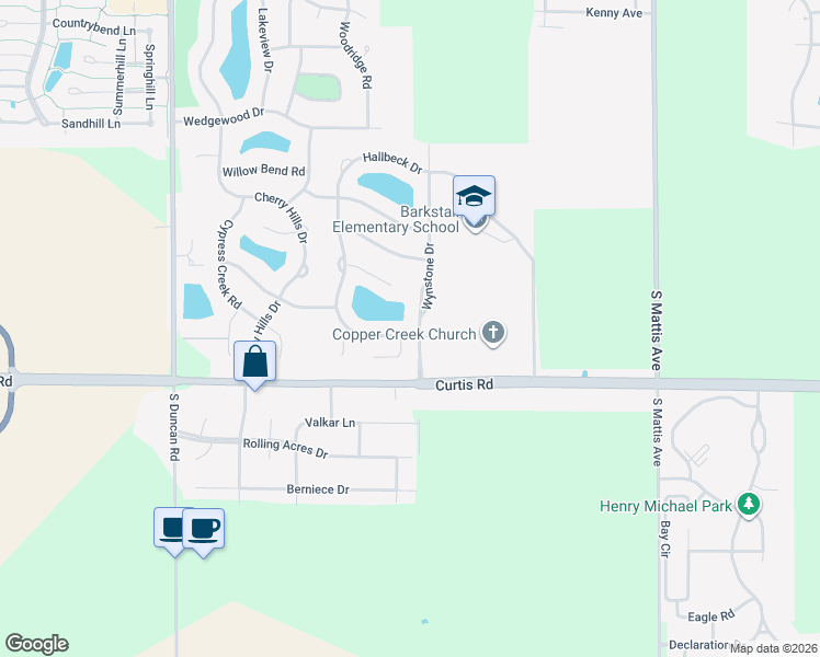 map of restaurants, bars, coffee shops, grocery stores, and more near 2502 Waterville Drive in Champaign