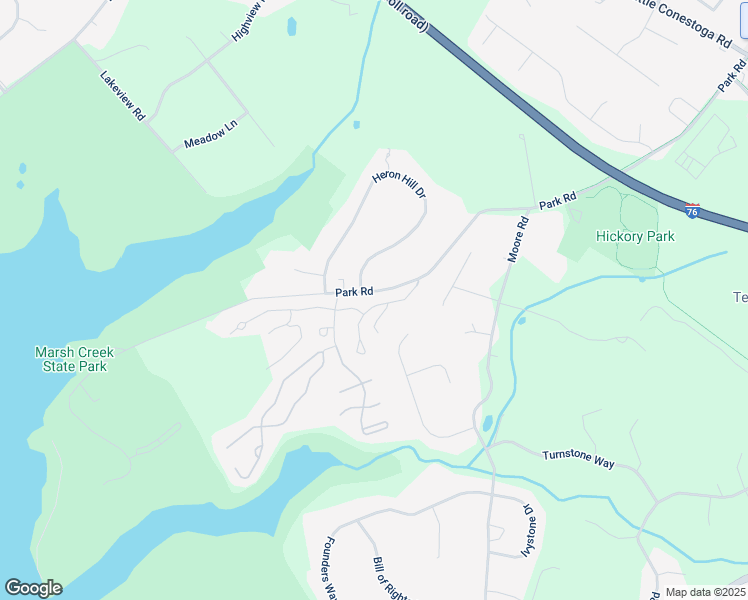 map of restaurants, bars, coffee shops, grocery stores, and more near 307 Driftwood Lane in Downingtown