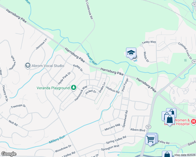 map of restaurants, bars, coffee shops, grocery stores, and more near 1452 Banner Drive in Lancaster