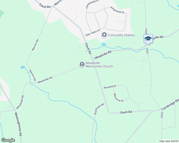 map of restaurants, bars, coffee shops, grocery stores, and more near 582 Gault Road in Gap