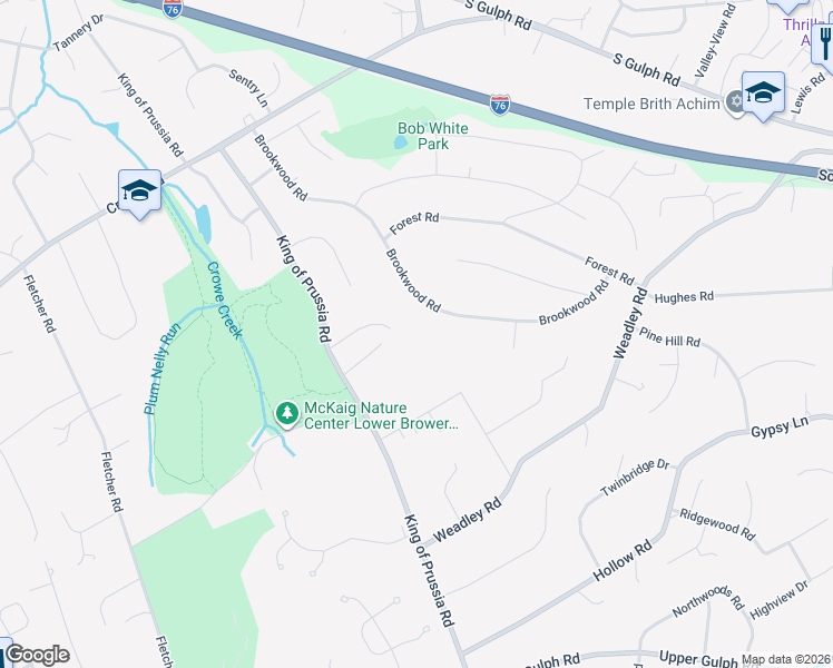 map of restaurants, bars, coffee shops, grocery stores, and more near 720 Red Oak Terrace in Wayne