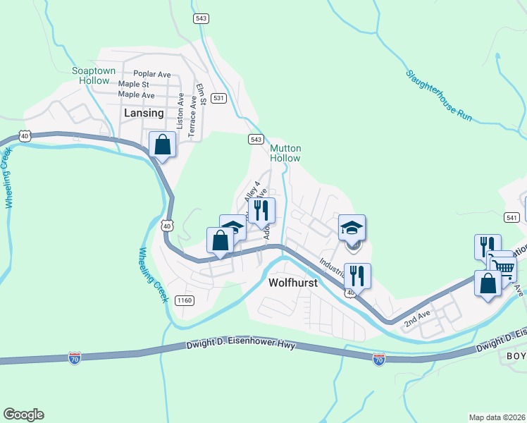 map of restaurants, bars, coffee shops, grocery stores, and more near 68257-68271 Adolph Street in Bridgeport