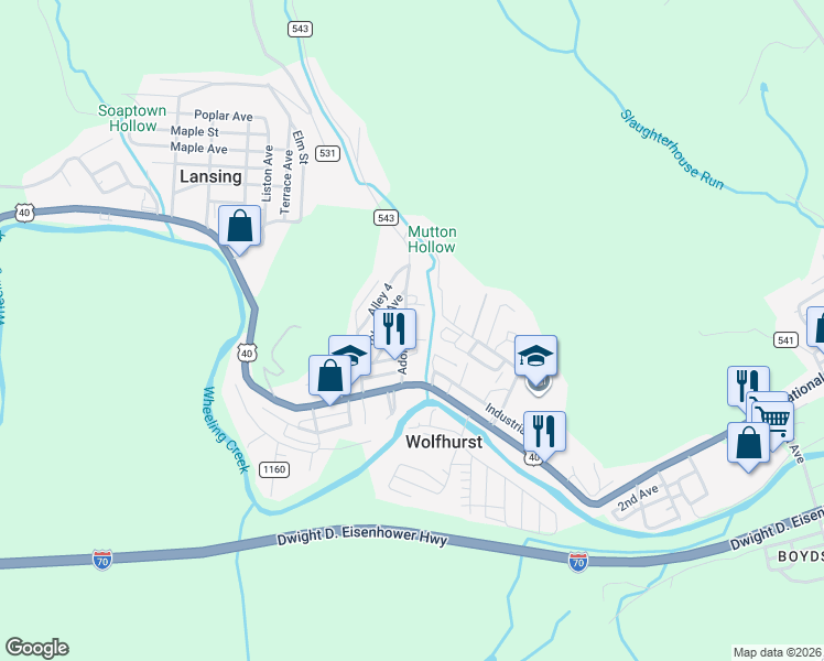 map of restaurants, bars, coffee shops, grocery stores, and more near 68271 Adolph Street in Bridgeport