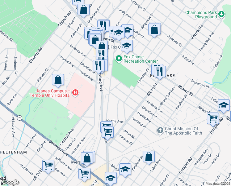 map of restaurants, bars, coffee shops, grocery stores, and more near 705 Hartel Avenue in Philadelphia