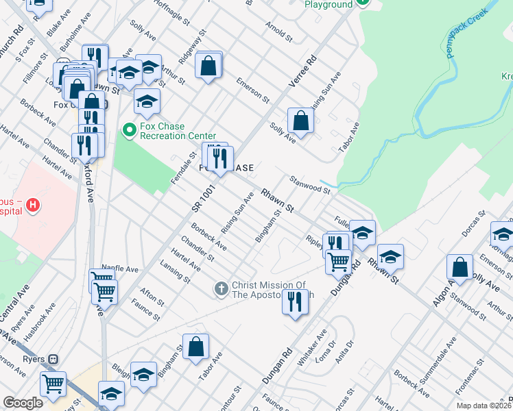 map of restaurants, bars, coffee shops, grocery stores, and more near 1013 Ripley Street in Philadelphia