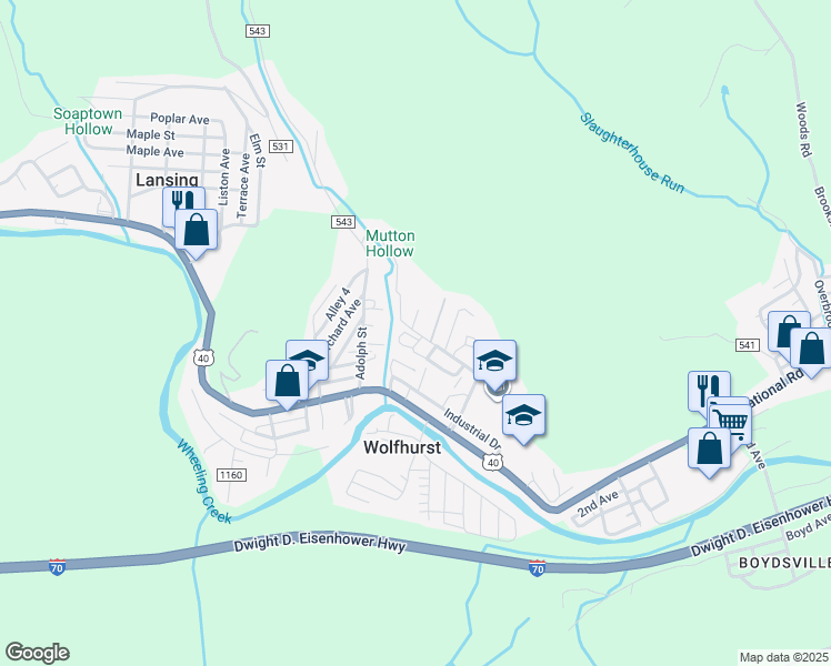map of restaurants, bars, coffee shops, grocery stores, and more near 55621 Lansing Commons Avenue in Bridgeport