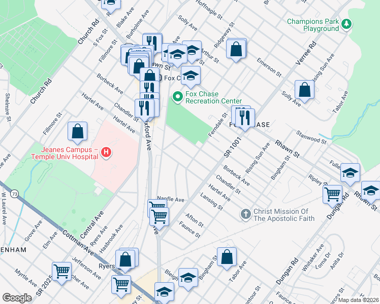 map of restaurants, bars, coffee shops, grocery stores, and more near 737 Chandler Street in Philadelphia