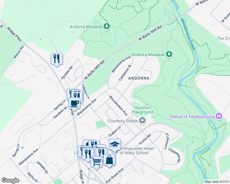 map of restaurants, bars, coffee shops, grocery stores, and more near 913 Sequoia Road in Philadelphia