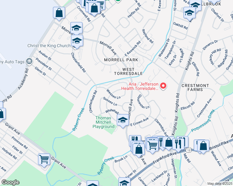 map of restaurants, bars, coffee shops, grocery stores, and more near 3521 W Crown Ave in Philadelphia