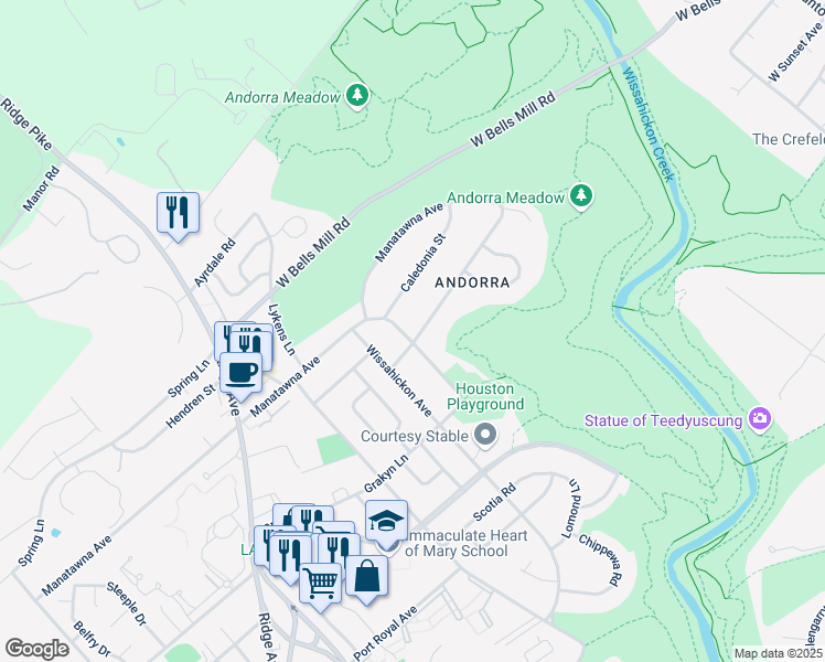 map of restaurants, bars, coffee shops, grocery stores, and more near 922 Sequoia Road in Philadelphia