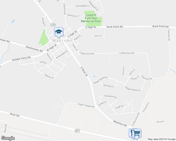 map of restaurants, bars, coffee shops, grocery stores, and more near 164 South River Street in Marietta