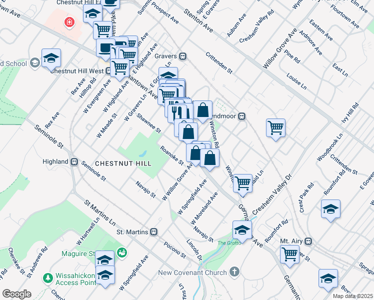 map of restaurants, bars, coffee shops, grocery stores, and more near in Philadelphia