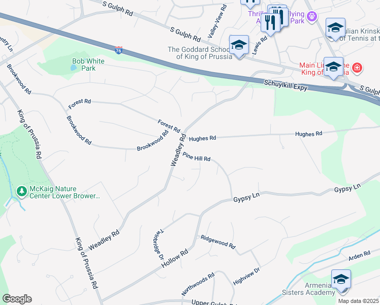 map of restaurants, bars, coffee shops, grocery stores, and more near 720 Pine Hill Road in Wayne