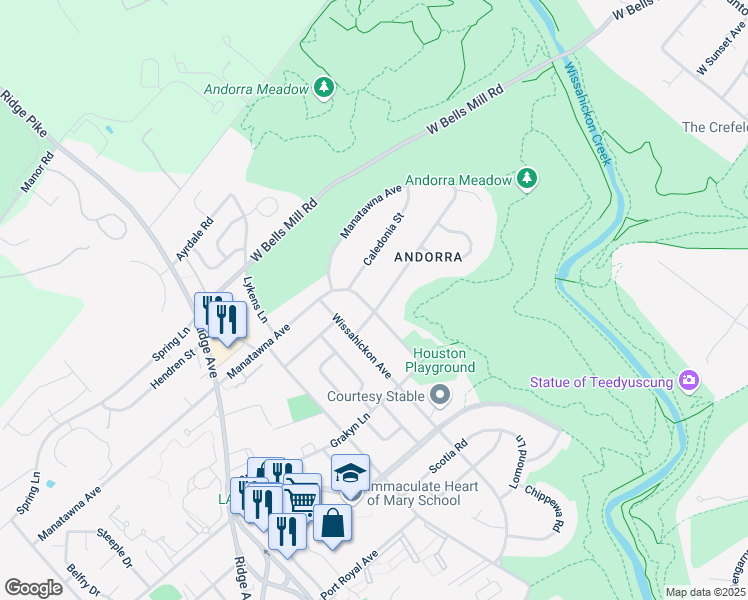 map of restaurants, bars, coffee shops, grocery stores, and more near 922 Sequoia Road in Philadelphia