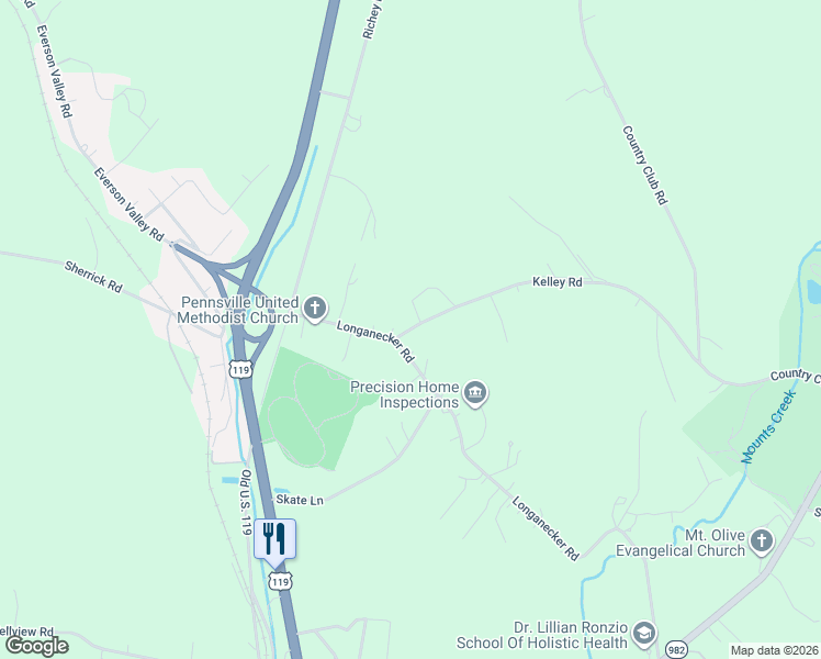 map of restaurants, bars, coffee shops, grocery stores, and more near 298 Kelly Rd in Connellsville