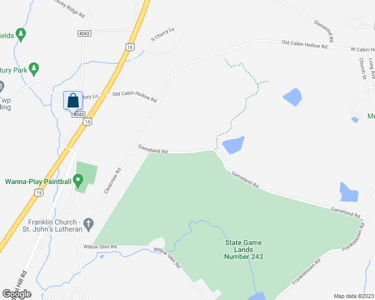 map of restaurants, bars, coffee shops, grocery stores, and more near 301 Gameland Road in Dillsburg