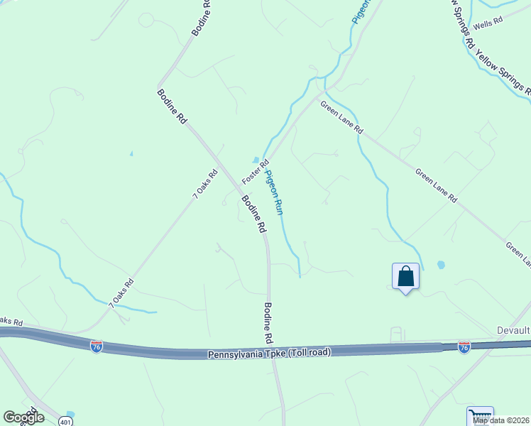 map of restaurants, bars, coffee shops, grocery stores, and more near 2220 Bodine Road in Malvern