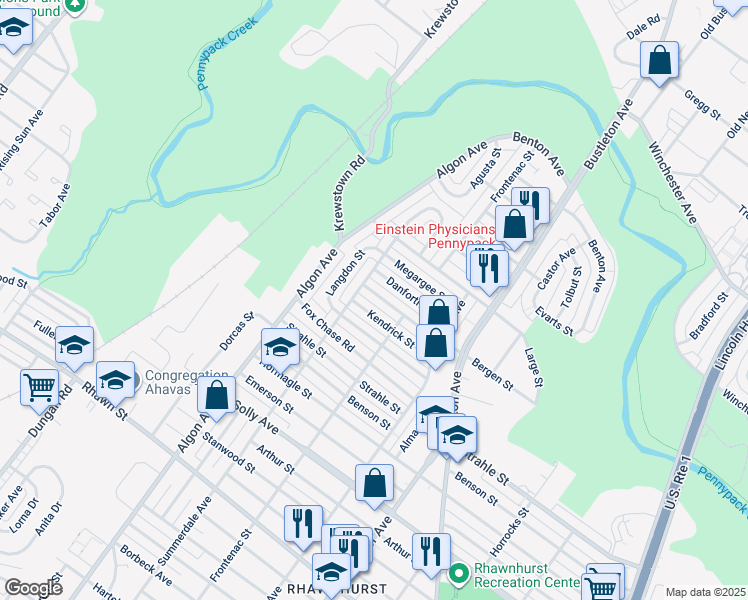 map of restaurants, bars, coffee shops, grocery stores, and more near 1714 Bergen Street in Philadelphia