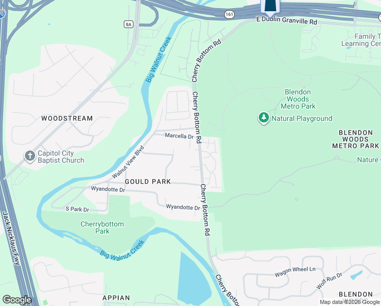 map of restaurants, bars, coffee shops, grocery stores, and more near 5515 Cherry Bottom Road in Columbus