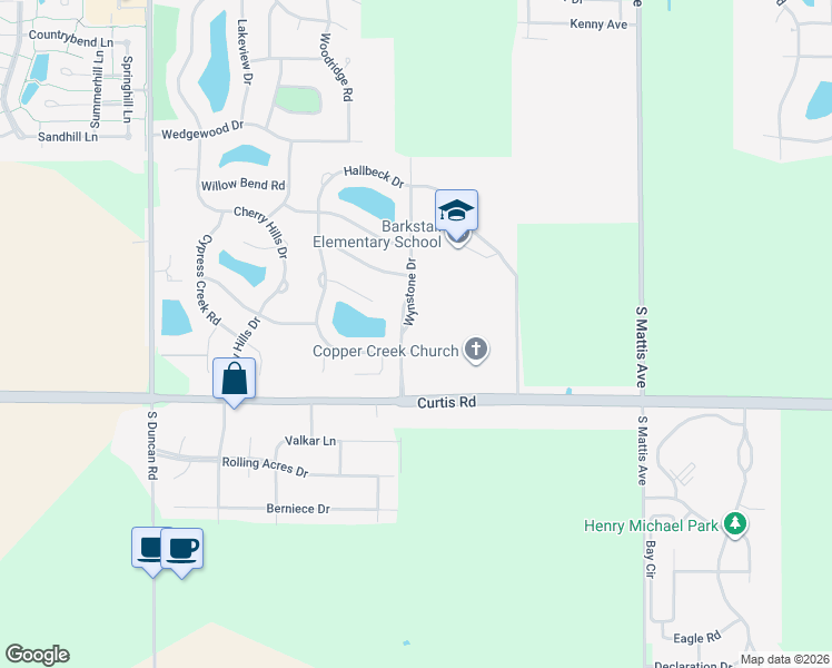 map of restaurants, bars, coffee shops, grocery stores, and more near 2502 Waterville Drive in Champaign