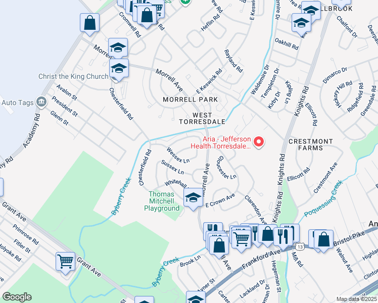 map of restaurants, bars, coffee shops, grocery stores, and more near 3507 West Crown Avenue in Philadelphia