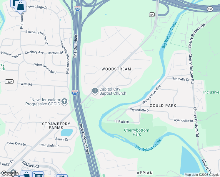 map of restaurants, bars, coffee shops, grocery stores, and more near 4780 Big Walnutview Court in Columbus