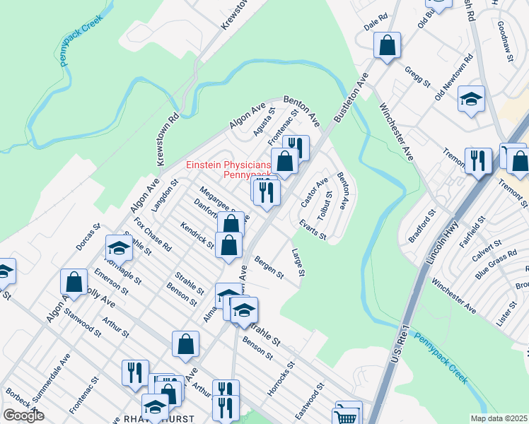 map of restaurants, bars, coffee shops, grocery stores, and more near in Philadelphia