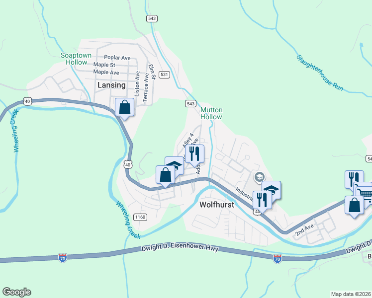 map of restaurants, bars, coffee shops, grocery stores, and more near 68256 Orchard Avenue in Bridgeport