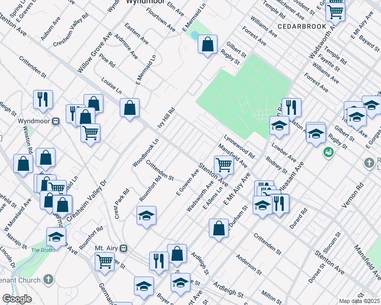 map of restaurants, bars, coffee shops, grocery stores, and more near 918 E McPherson St in Philadelphia