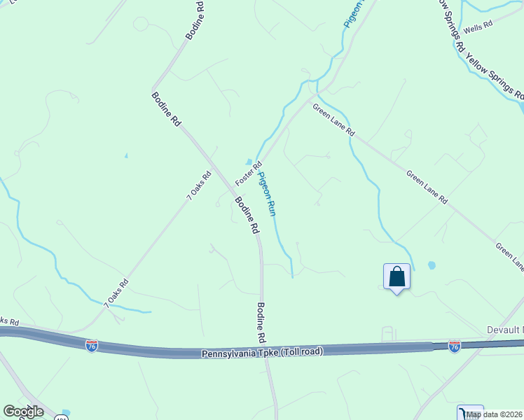 map of restaurants, bars, coffee shops, grocery stores, and more near 2220 Bodine Road in Malvern