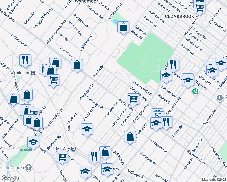 map of restaurants, bars, coffee shops, grocery stores, and more near 922 East McPherson Street in Philadelphia