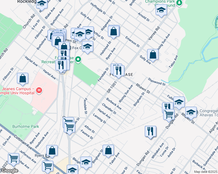 map of restaurants, bars, coffee shops, grocery stores, and more near 7942 Verree Road in Philadelphia